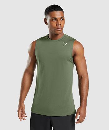 Camiseta Tirantes Gymshark Arrival Sin Manga Hombre Verde Oliva | CO 3193DFM